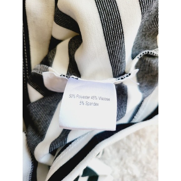 Soon Maternity Striped Cap Sleeve Ruched Bodycon Jersey Knit Dress Black White L - Picture 9 of 9